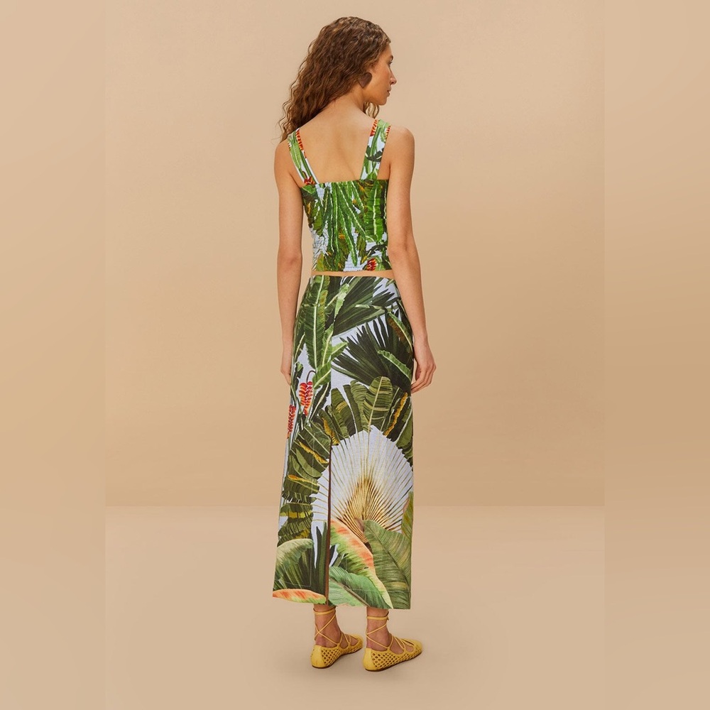 FARM Rio Green Tropical Print Midi Skirt - Picture 7 of 9